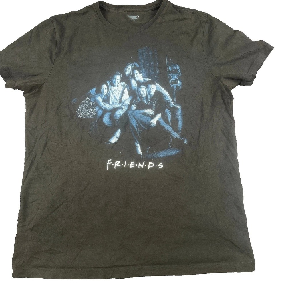 Friends Unisex‎ Cast Photo Graphic T-Shirt Medium Gray Short Sleeve Crew Neck
